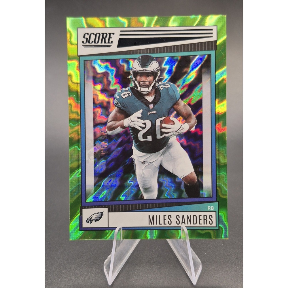 2022 Score Miles Sanders #245 Green Electric /99 Philadelphia Eagles